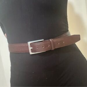 Soloio Italian Genuine Leather Crosta Textured Brown Belt Solid Brass Buckle
